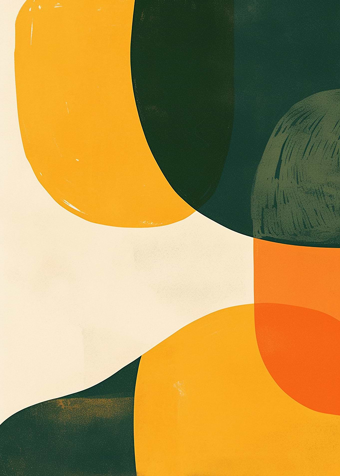 Abstract Shapes in Yellow, Green, Orange