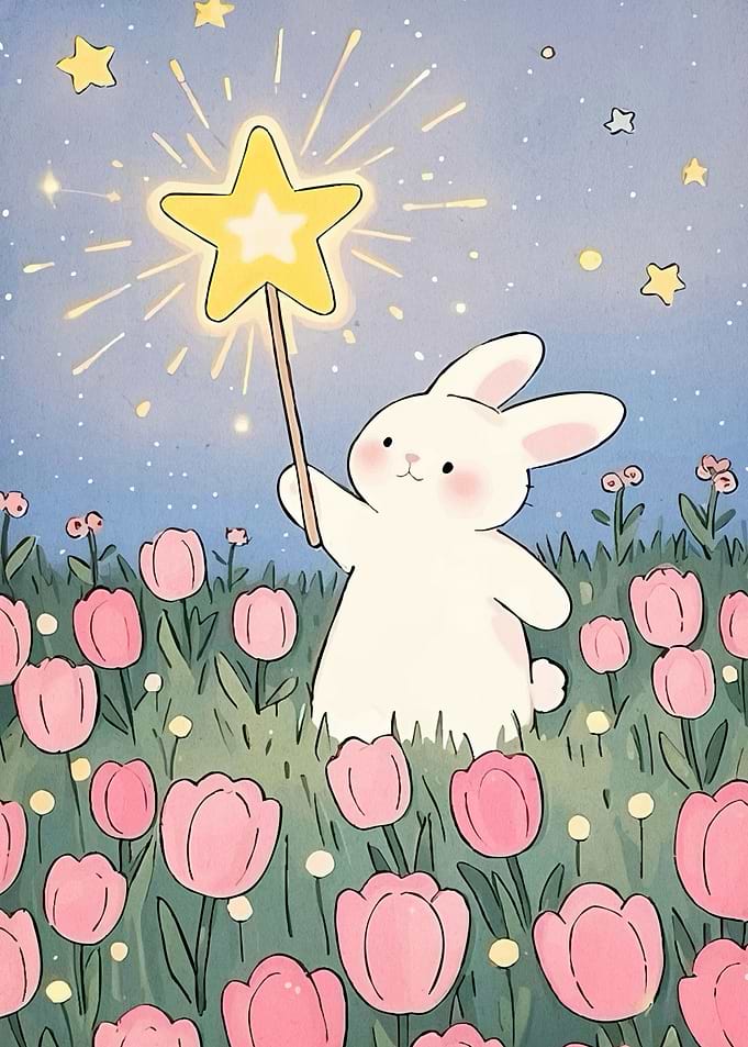 Cute Bunny Star Wand Tulips