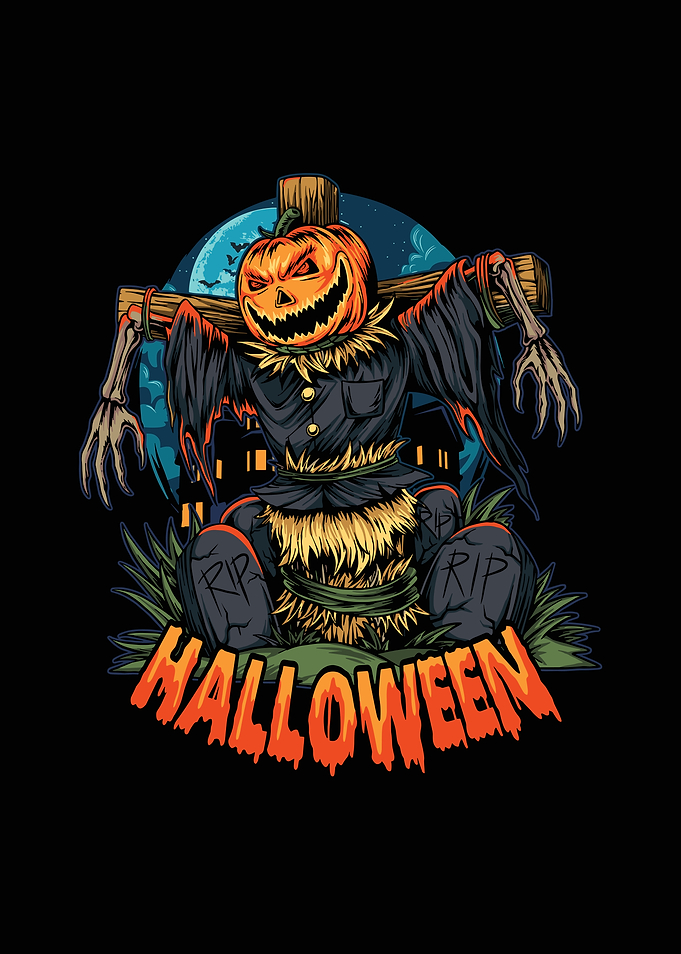 Halloween Scarecrow with Pumpkin Head