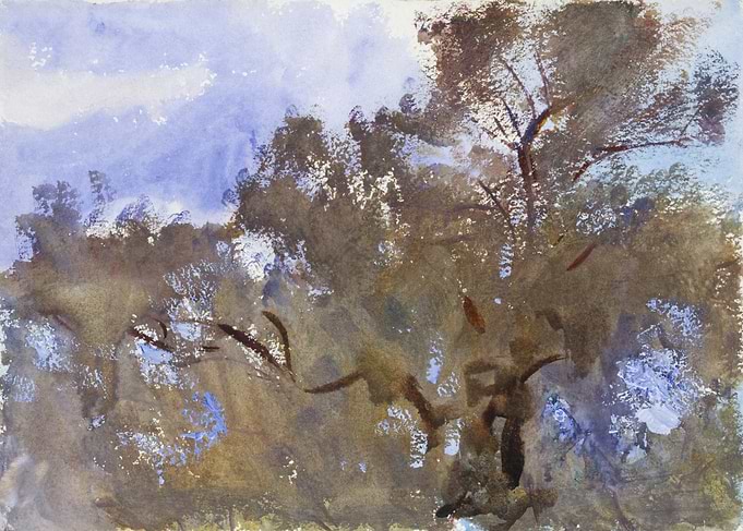 Watercolor Tree Landscape