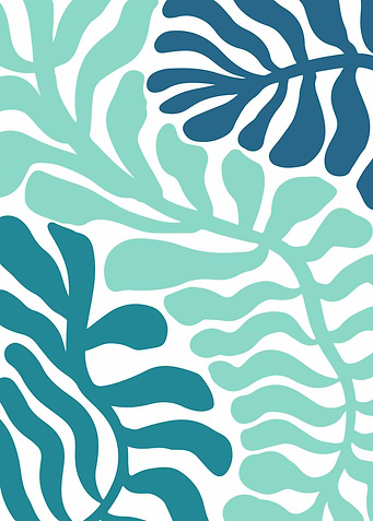 Abstract Teal Leaves Pattern