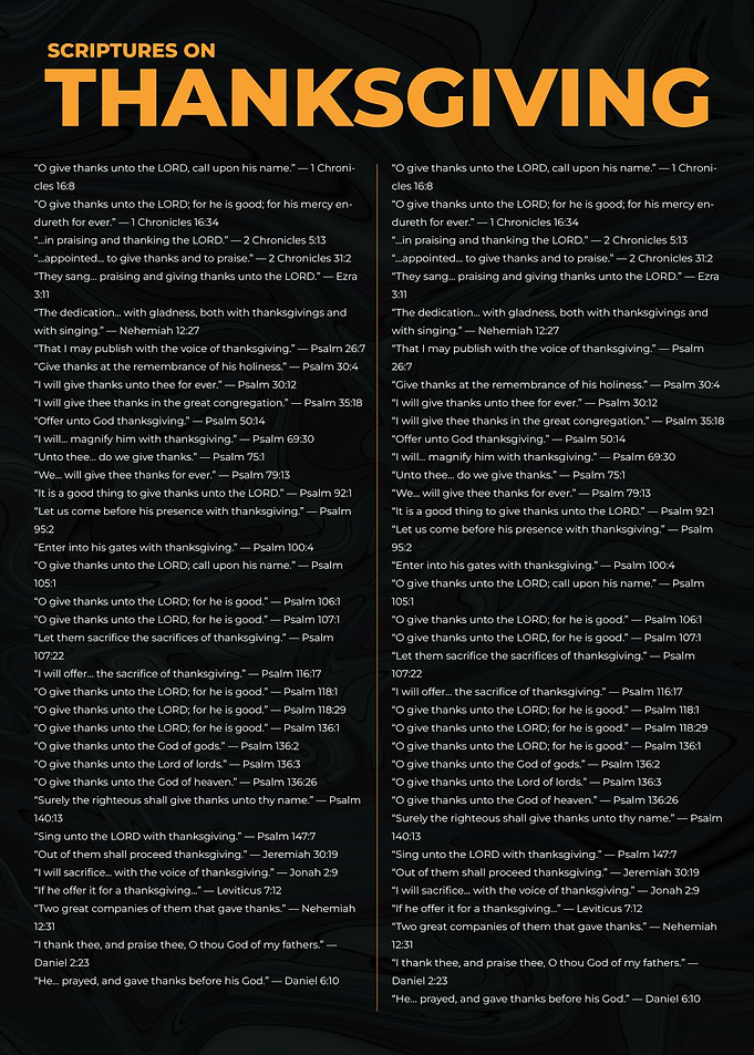 Thanksgiving Scriptures List