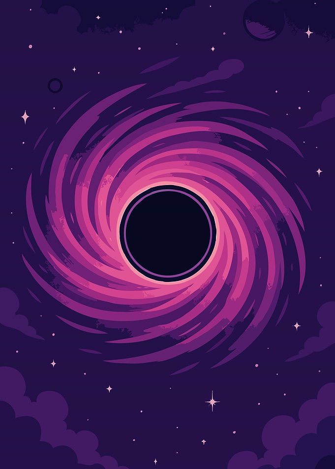 Purple Black Hole in Space | Silent Spiral