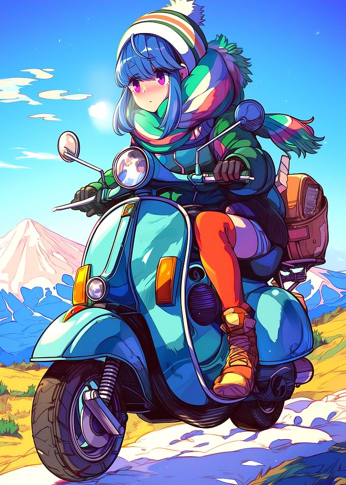 Camping Girl Rin Shima on Scooter Adventure