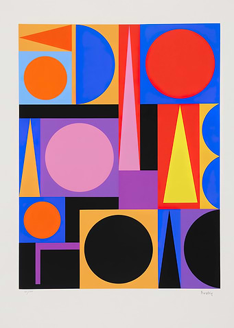 Abstract Geometric Shapes Colorful Composition