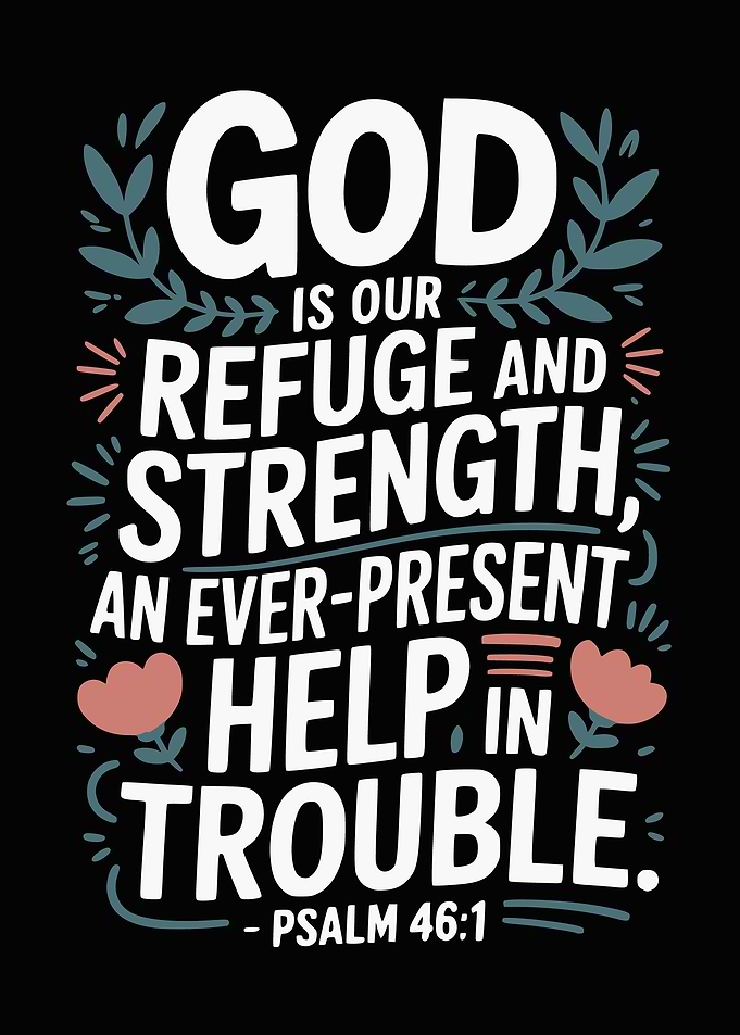 Psalm 46:1 God is our refuge typography art