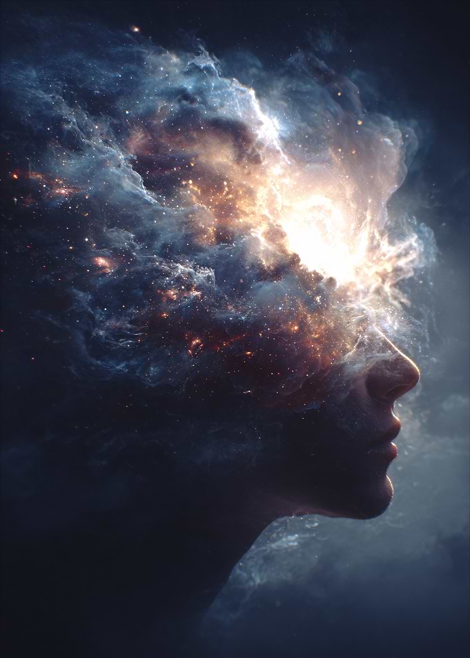 Fantasy Human Head With Nebula Mind