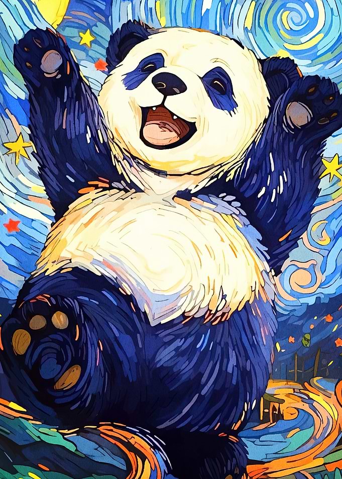 Happy Panda Starry Night