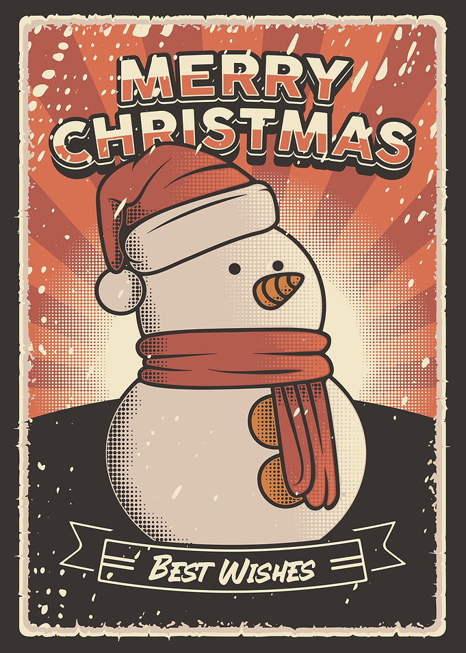 Retro Christmas Snowman Best Wishes Poster