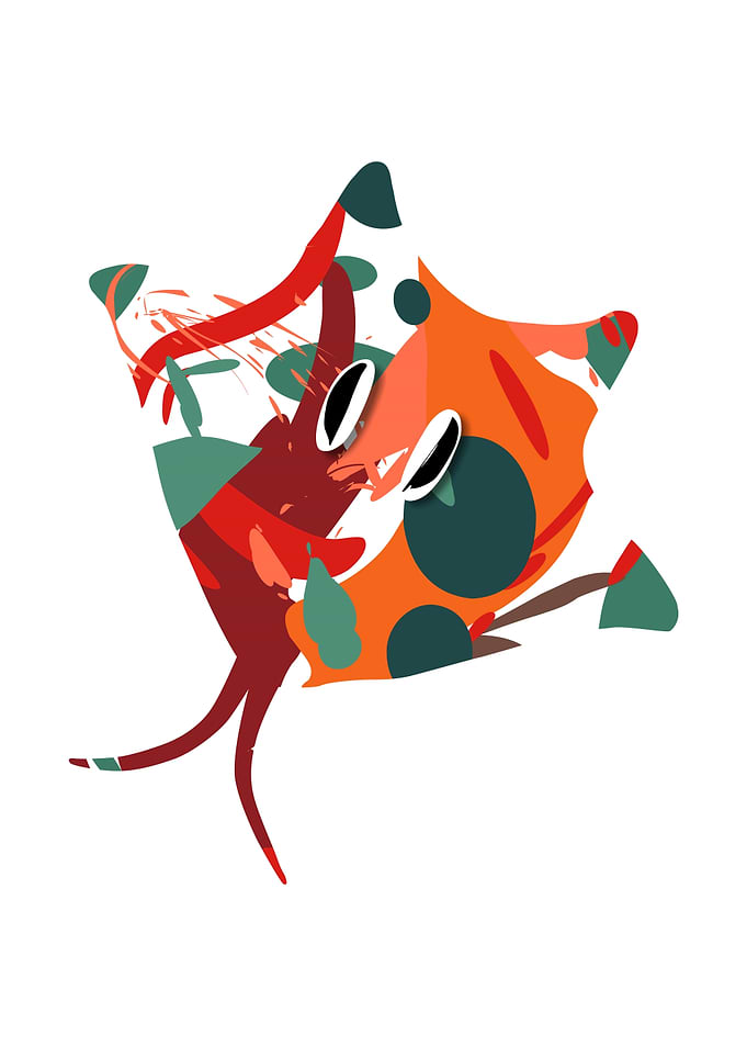 Abstract Cartoon Character with Big Eyes