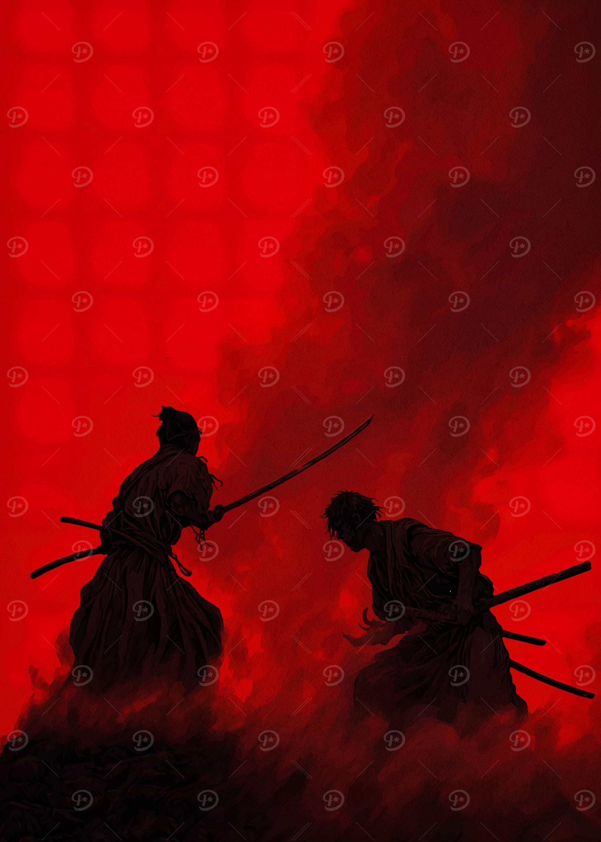 Samurai Duel in Red
