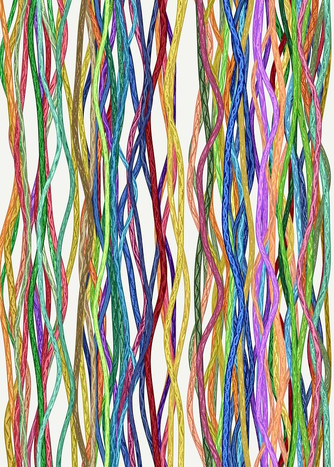 Colorful Intertwined Strands on White Background