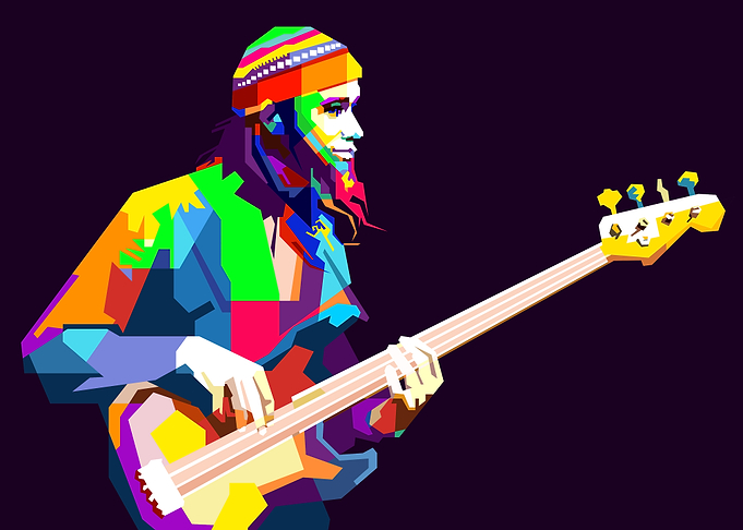 Jazz Bass Musician Pop Art Style