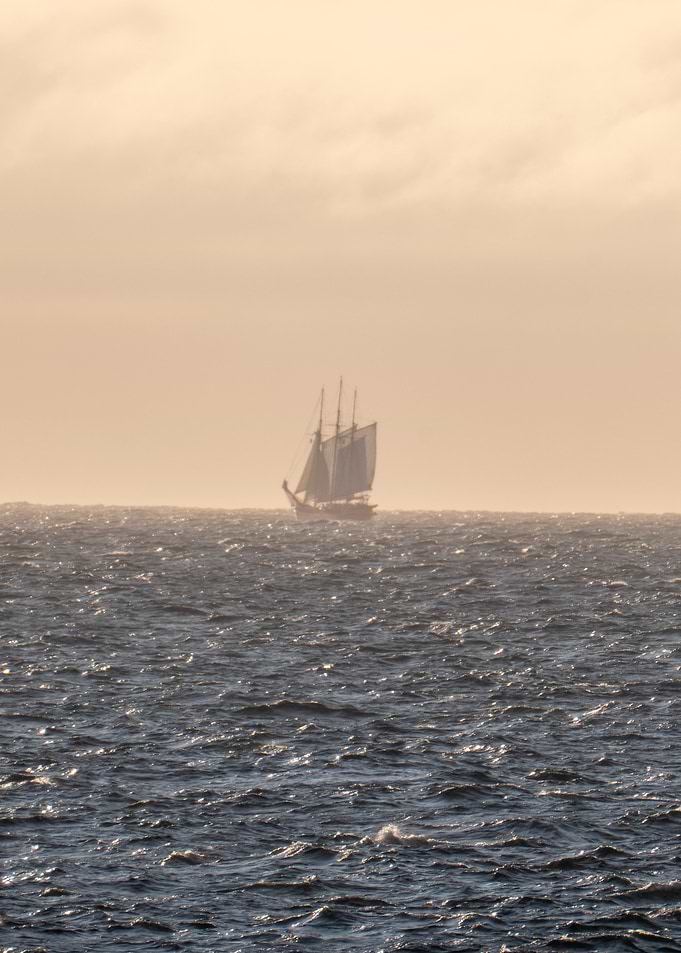 Sailing ship on the arctic ocean