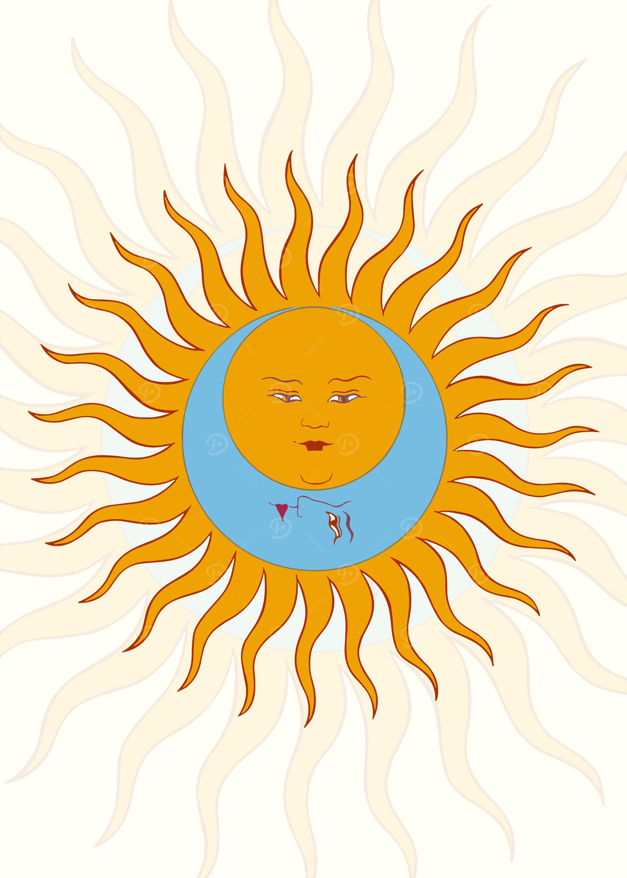 Sun and Moon Face Illustration