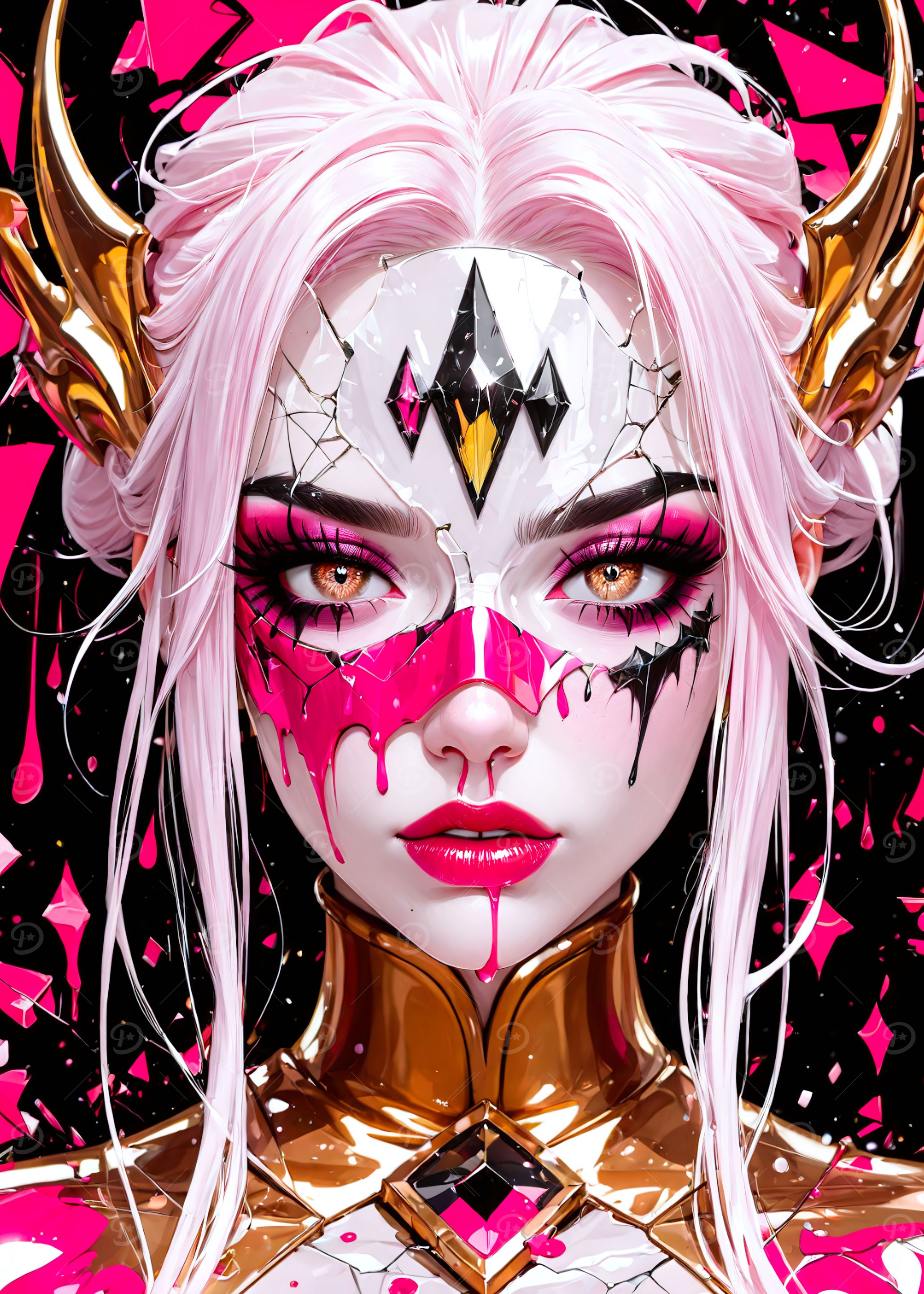 Pink Haired Warrior with Mask