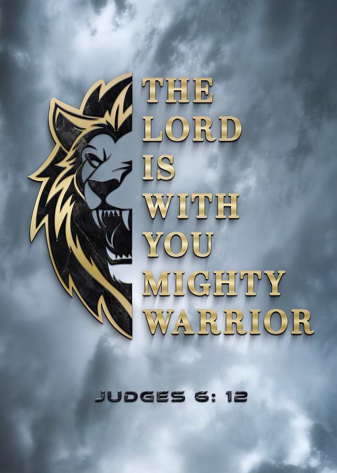 Mighty Warrior Lion Scripture Christian Faith Bible Verse