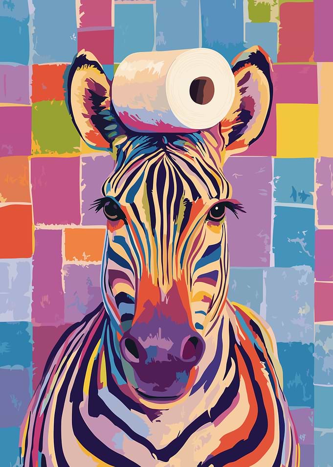 Colorful Zebra with Toilet Paper Roll