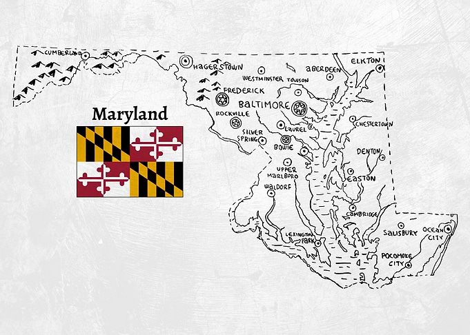 Hand Drawn Map of Maryland