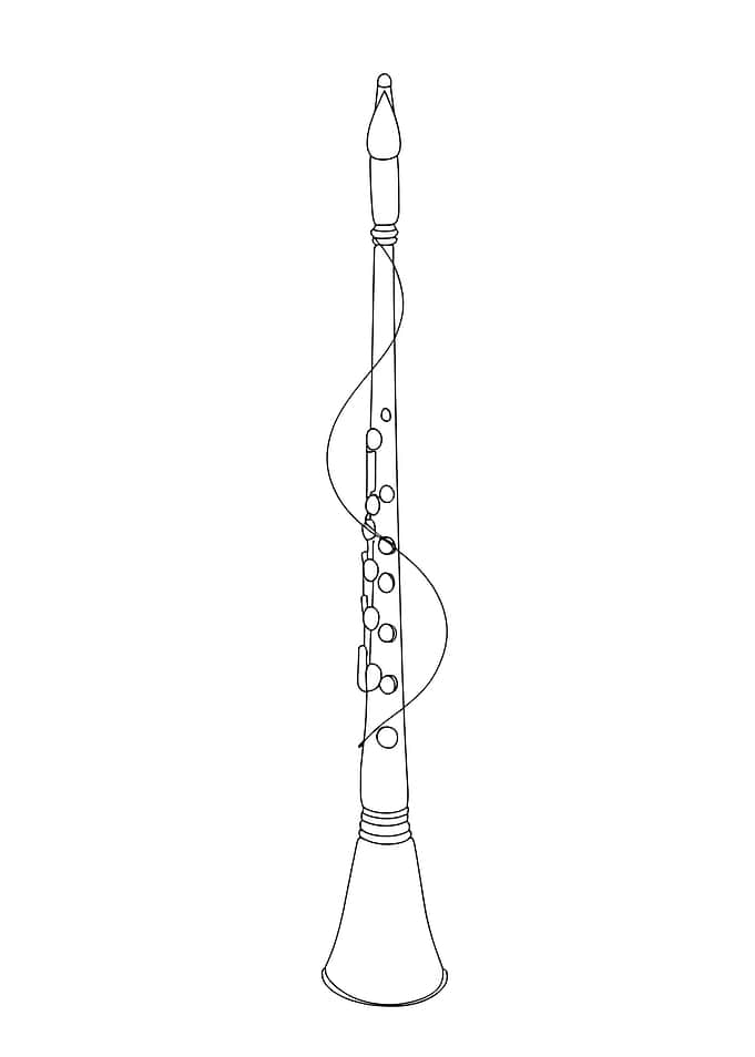 Clarinet Minimalist Line Art