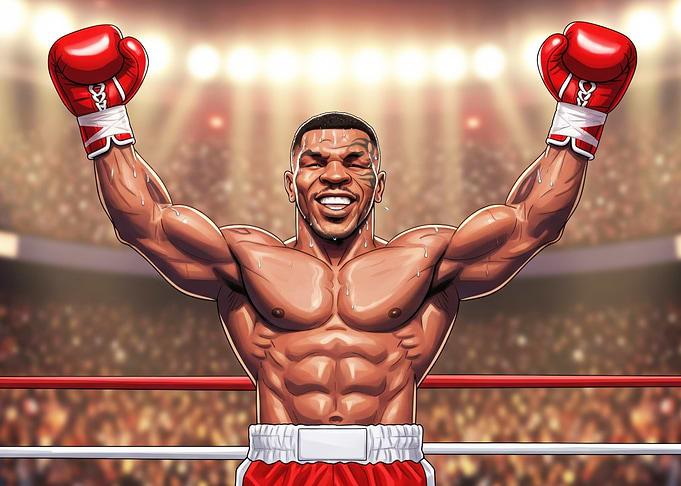 Mike Tyson Victory Celebration Cartoon