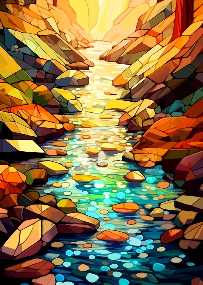 Colorful Riverbed Abstract Landscape