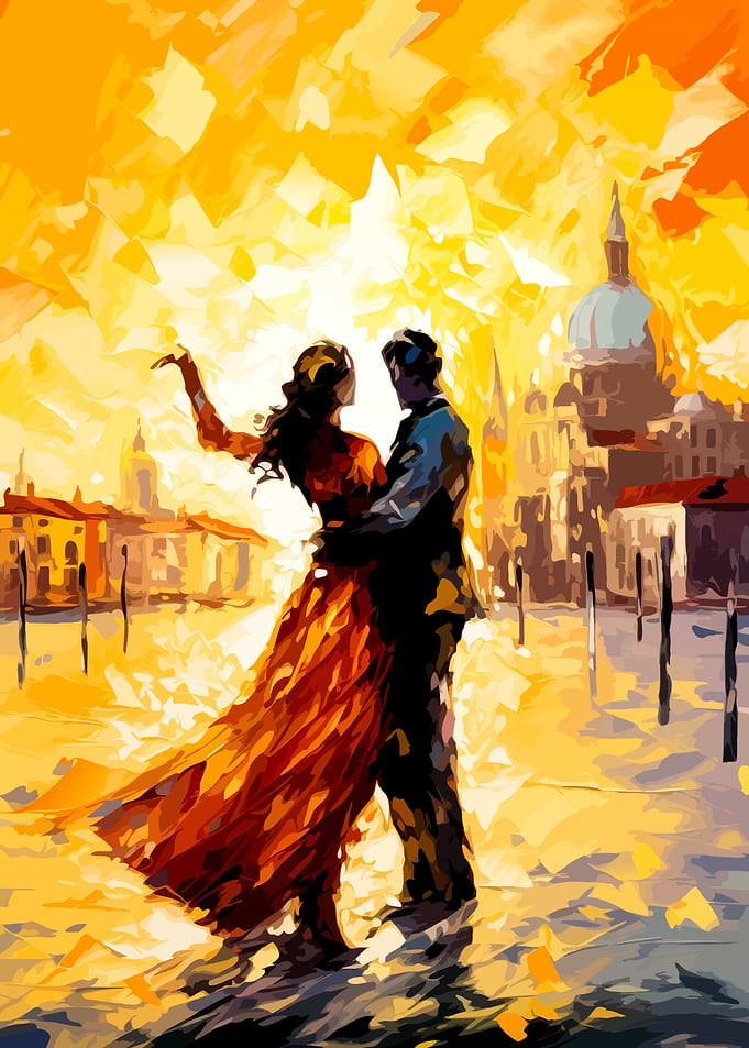 Couple Dancing in Venice Painting
