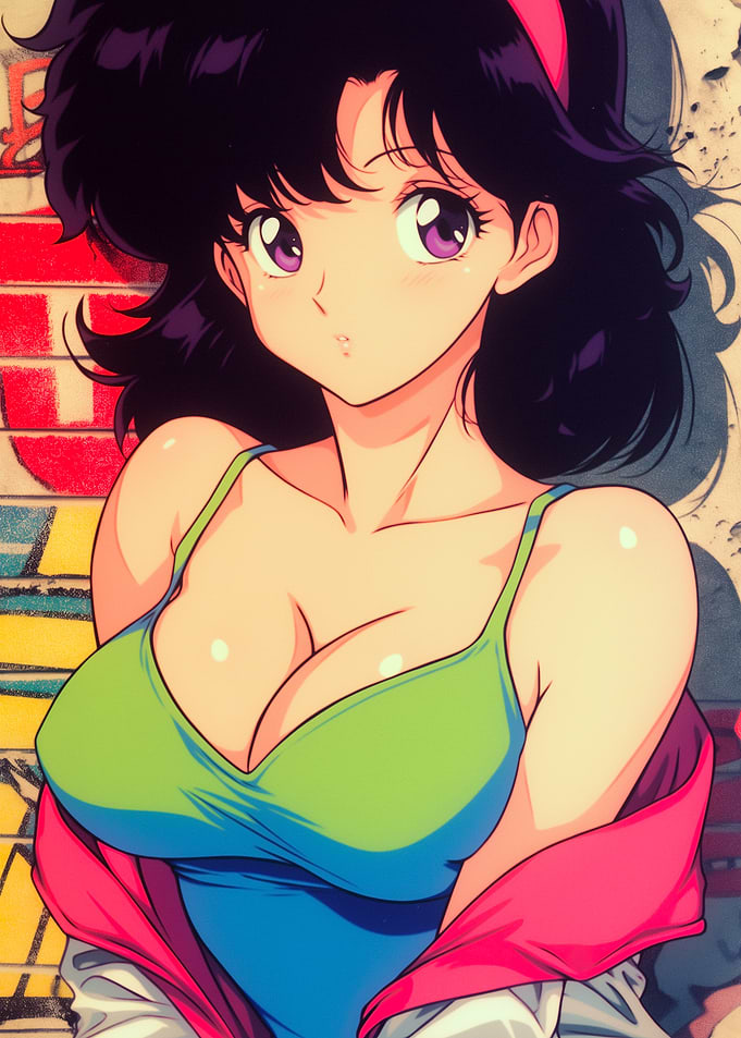 Anime Girl with Graffiti Background