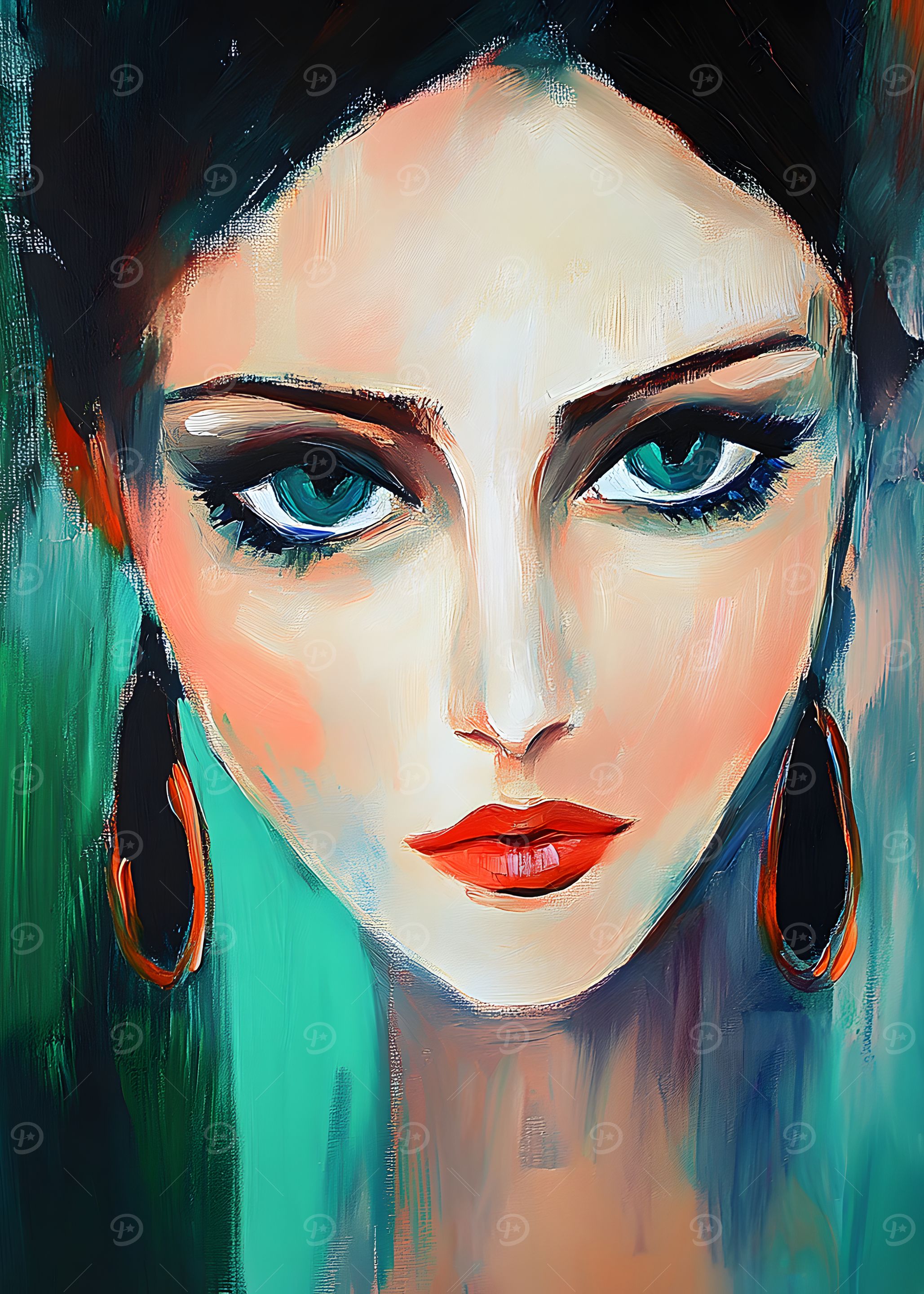 Woman's Portrait with Emerald Eyes