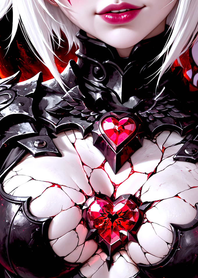 Anime Girl in Armor with Heart Jewels