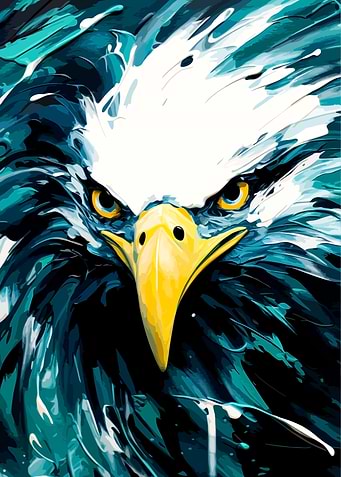 Eagle Portrait with Abstract Brushstrokes