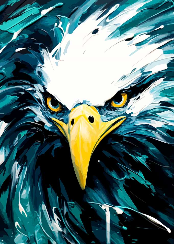 Eagle Portrait with Abstract Brushstrokes
