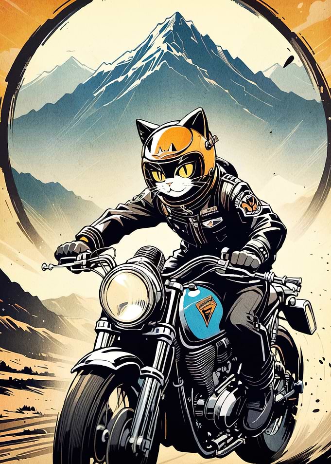 Cat biker motorcycle