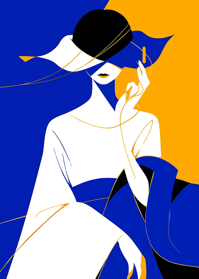 Elegant Woman in Hat Illustration