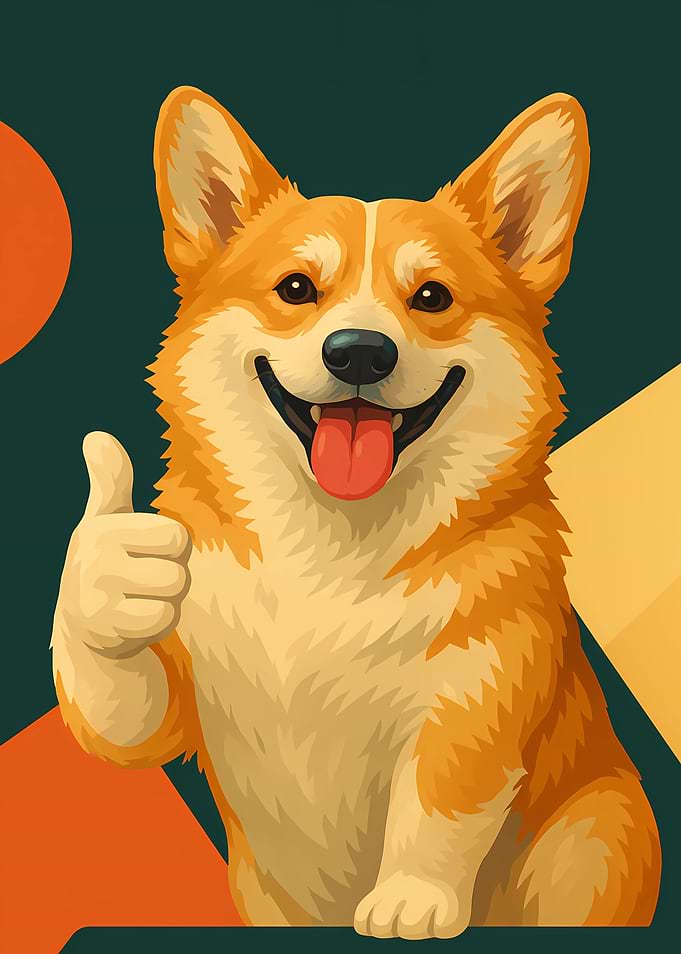Happy Corgi Thumbs Up Illustration