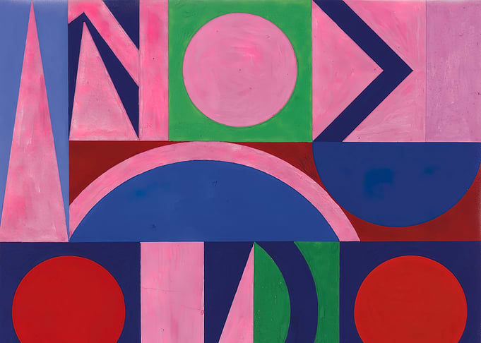 Auguste Herbin Geometric Shapes in Pink, Blue, and Red