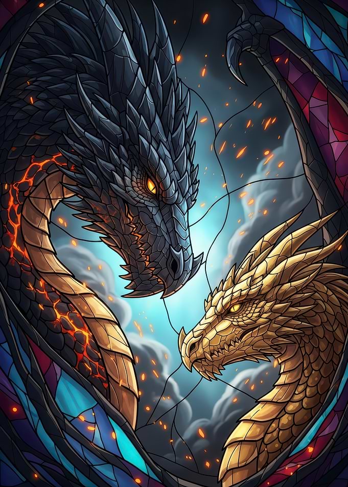 Dragon Duo Stained Glass