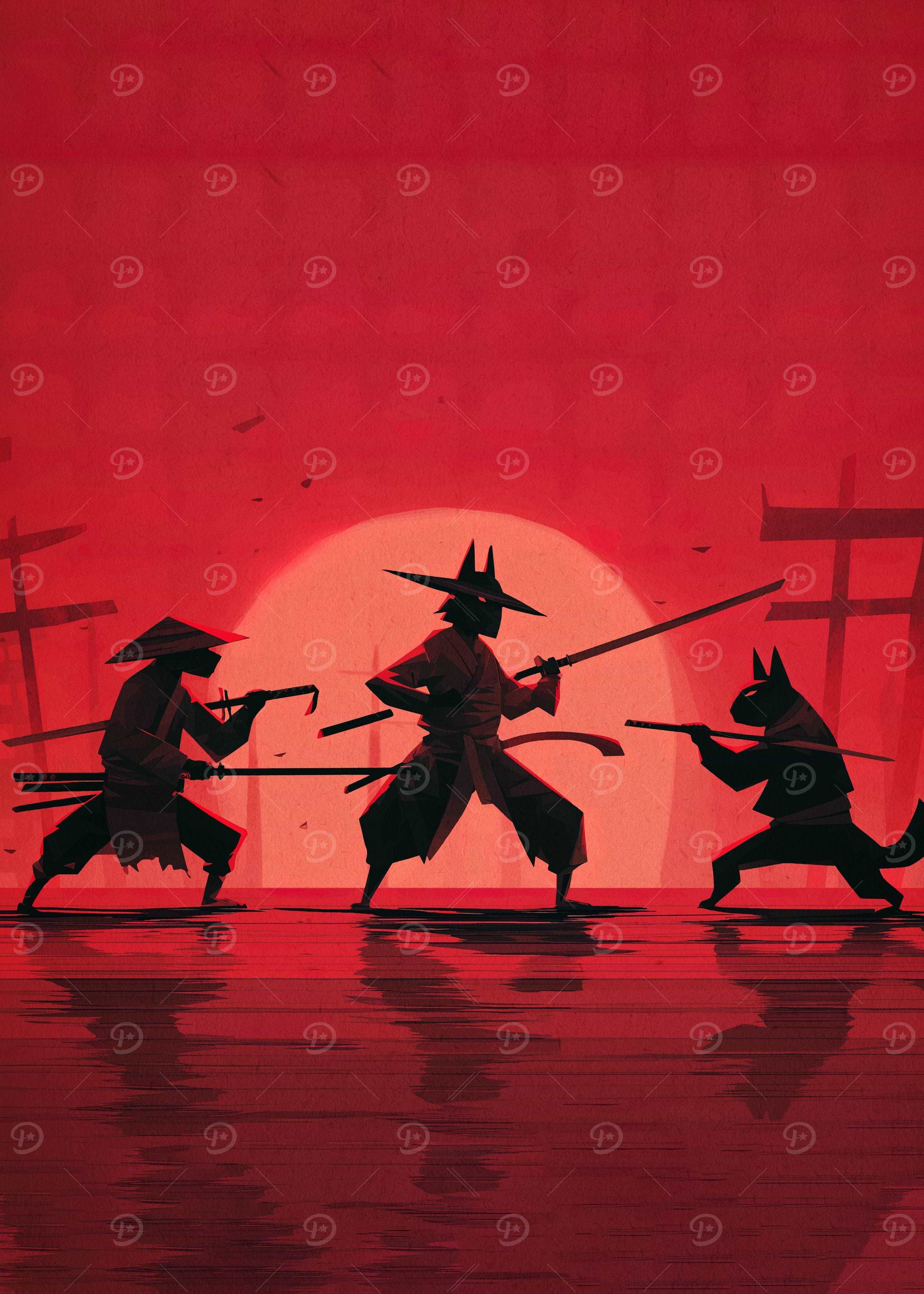 Samurai Duel in Red