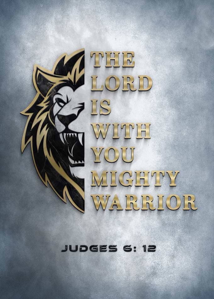 Mighty Warrior Lion Scripture Christian Faith Bible Verse
