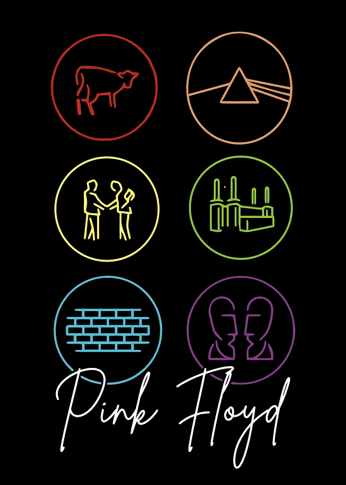Pink Floyd Album Icons on Black