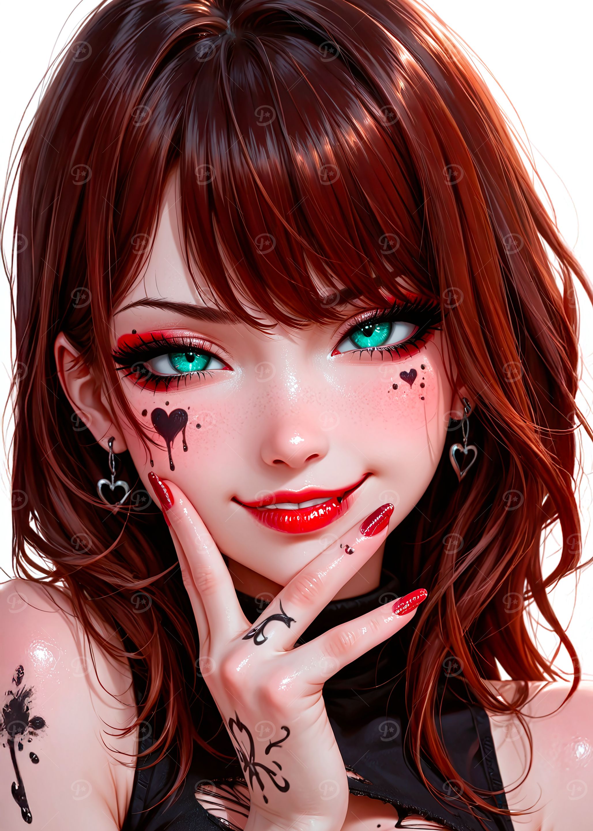 Anime Girl with Heart Details