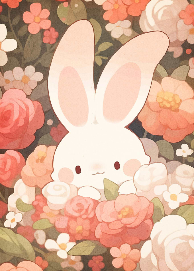 Cute Bunny Floral Garden