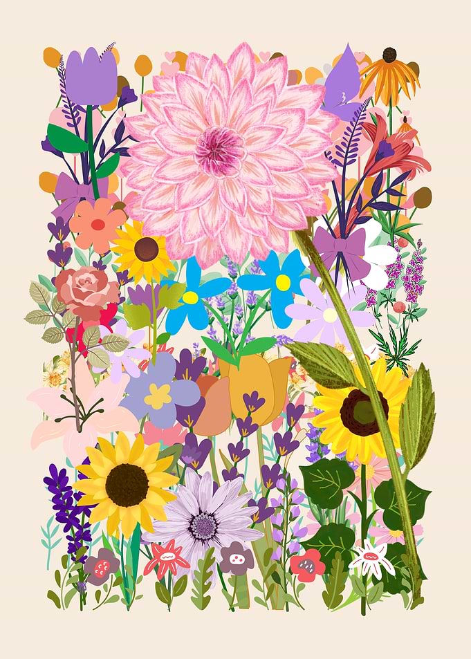Colorful Floral Arrangement Illustration