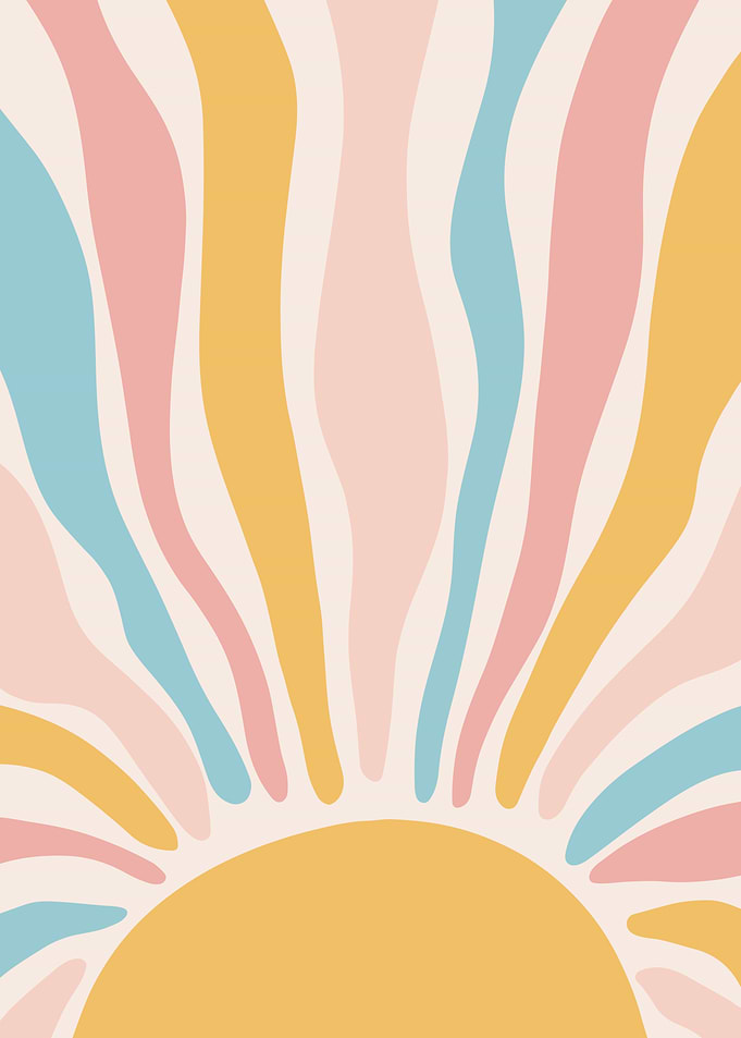 Retro Sun Rays Pastel Colors