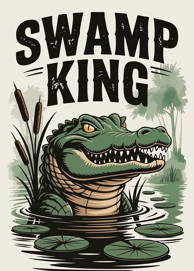 Swamp King Alligator Illustration