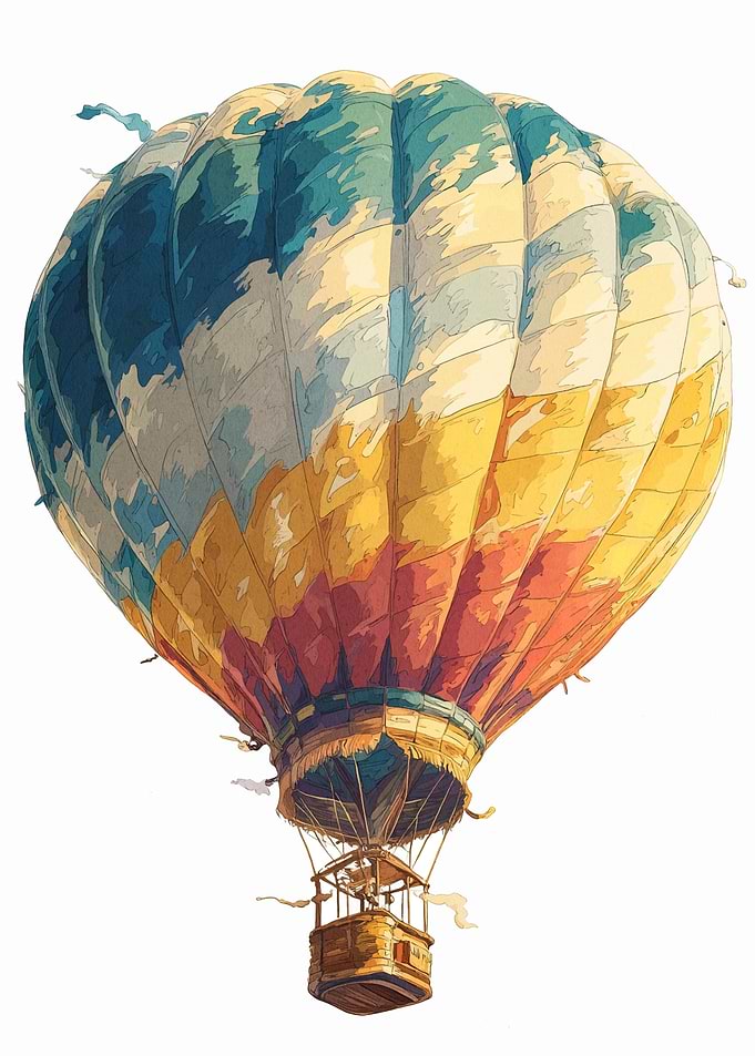 Watercolor Hot Air Balloon Illustration