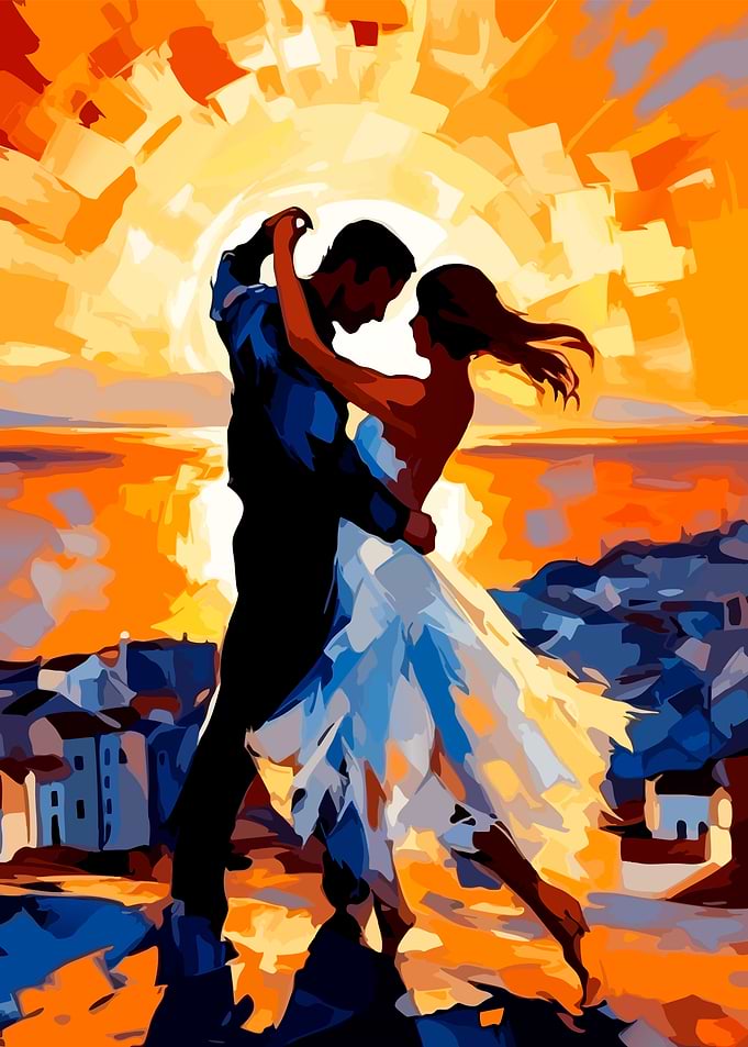Romantic Dance at Sunset Painting