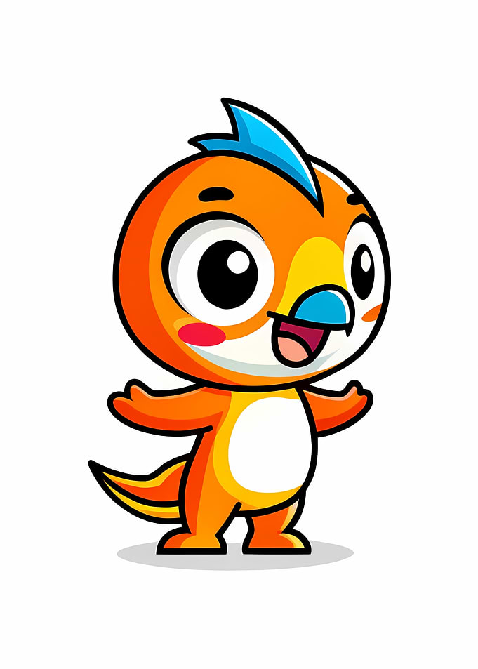 Cute Cartoon Orange Lizard Character