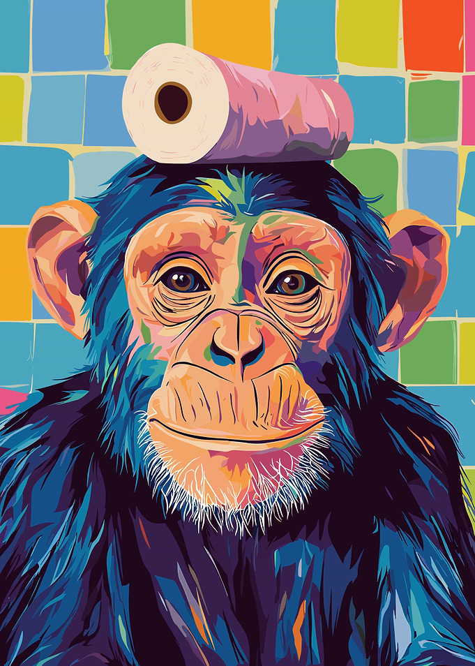 Monkey with Toilet Paper Roll
