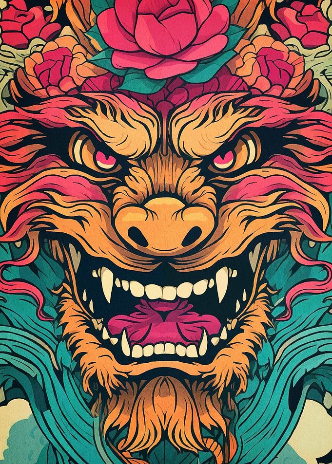 Floral Lion Head